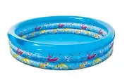 Play Day 3-Ring Inflatable Blue Shark Kids Toddler Swimming Pool Outdoor Swim