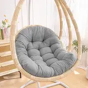 Thick Egg Chair Cushion Replacement, Tufted Outdoor Swing Chair Cushion, Hanging Basket Seat Cushion for Patio Porch Furniture (Only Cushion)(Gray)