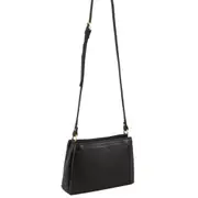 Pierre Cardin Women's Leather Perforated Shoulder Crossbody Bag 24cm Black