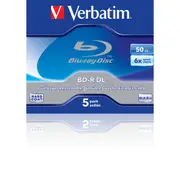 5PK Verbatim BD-R Dual Layer 50GB 6x Speed Recordable Blank Disc w/ Jewel Case