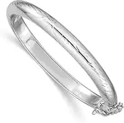 [JewelryWeb] 5mm 925 Sterling Silver Textured Polished Safety clasp Just Like Mommy Text. With-Safety Hinged Teen Cuff Stackable Bangle Bracelet