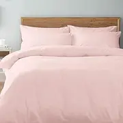 Pizuna Cotton Double Duvet Cover Set, 500 Thread Count 100% Combed Cotton Sateen Weave Bedding Duvet Cover Sets with Hidden Button Closure (Light Pink Double Bed Quilt Cover Set)