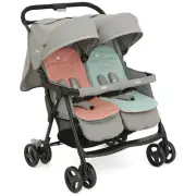 Double Pram Joie Aire Twins Stroller Baby Pushchair Buggy Foldable w/ Rain Cover