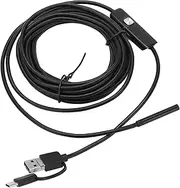 USB Endoscope, 5.5mm Flexible Wire 3 in 1 Borescope Camera with Adjustable 6 LED Lights, Waterproof Inspection Camera for, XP, Win7, Win8, Win10 (1m)