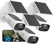 2.4/5 Ghz WiFi Cameras for Home Security, 2K Solar Camera Outdoor Wireless, Color Night Vision Spotlight Camera with 130°Wide View，2-Way Audio, IP66, Cloud/SD, AI Detection, Works Alexa, 3 Cam-kit