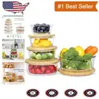 5-Piece Round Borosilicate Glass Containers with Bamboo Lids for Healthy Storage
