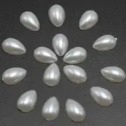 1000 White TearDrop Half Pearl Bead Flat Back Gem 4X6mm Scrapbook Flatback Beads