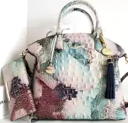 ⚘Brahmin Duxbury Dome Satchel Nirvana Abstract Leather Bag+Wallet+Tassel NWT*HTF