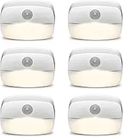 ZUSOYI Motion Sensor Night Light Battery Powered Stick on LED Nightlight Lamp Indoor Ideal for Hallway Stairs Garage Closet Bathroom Bedroom Basement (Warm, 6 Pack)