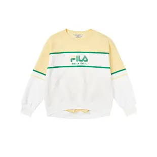 FILA #幻遊世界 女長袖撞色大學TEE-奶油黃/白 5TEY-1438-YE