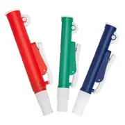 Pipette Pumps, 3pcs Lab Handheld Pumps: 2ml Blue, 10ml Green, 25ml Red, Fit Glass or Plastic Pipett Photo Color