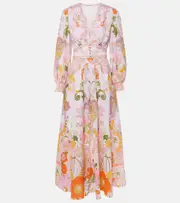 [Camilla] Camilla Embellished floral linen maxi dress AU 12 multicoloured