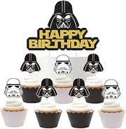 25 Darth Vader Cake Topper Cupcake Toppers Cake Decorations Set for Star Wars Birthday Party Supplies Decorations