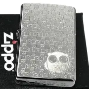 Zippo Oil Lighter Owl Silver Brass Etching Metal Plate Regular Case Japan