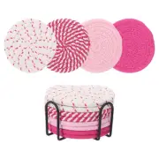Drink Coasters with Holder, 8 Pcs 4 Inch Absorbent Coasters, Pink