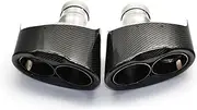 1 Pair Stainless Steel Carbon Fiber Exhaust Muffler compatible with A4 A5 A6 A7 RS4 RS5 RS6 RS7 Tail Tip Tipe Throat Car Accessories S(Style D With logo)