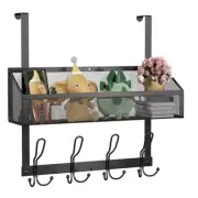 Over The Door Hooks Organizer with 12 Hooks, Over The Door Storage Rack with ...