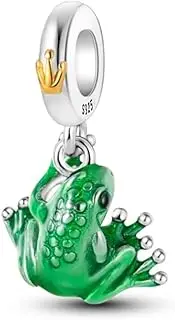[FASHIONS FOREVER HOUSE OF PREMIUM FASHION JEWELLERY] 925 Sterling Silver Green Enamel Frog Toad Dangle Bead Charm For Pandora Bracelets Charms Necklace | Enamel Charm | Gift Boxed, Sterling Silver Cubic Zirconia