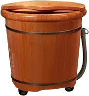 Wood Foot Bath Bucket Wood Bucket for Pedicure,Foot Bath Spa Tub with Wheel and Lid,Foot Tub for Soaking Feet,Foot Soak Bucket with Drain (Size : B) (A) Super Easy to use Interesting