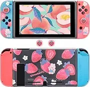 DLseego Protective Case for Switch, Soft TPU Transparent Case, Shockproof and Fingerprint-Resistant, Dockable Strawberry Switch Case, Red