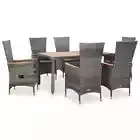 7 Piece Outdoor Dining Set with Cushions Poly Rattan Grey Furniture vidaXL