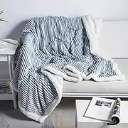 DISSA Sherpa Blanket Fleece Blanket – 90x90, Blue & White – Soft, Plush, Fluffy, Fuzzy, Warm, Cozy, Thick – Perfect for Couch, Bed, Sofa, Chair - Reversible Blanket Blanket Queen Size Blanket