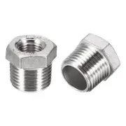2pcs Hex Bushing 1/2 PT Male to 1/4 PT Female Pipe Fitting Reducer Adapter