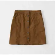Abercrombie & Fitch Skirt Womens Small Brown Camel Faux Suede Mini Button Down