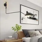 Fityle Modern Swing Arm Wall Light Iron Black Adjustable Nordic Duckbill Rocker