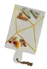 NEW Gauri Kohli Handcrafted Badajoz Marble & Gold Cheese Board Large
