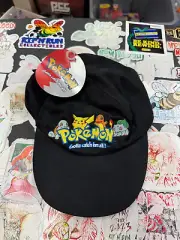 NWT Vintage Pokemon Hat Black Starters Adult Pikachu Squirtle Charmander