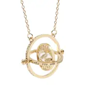 Beakey Time Hourglass Necklace Alloy Rotating Time Turner Pendant-Yellow