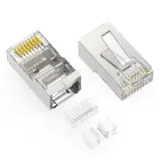 One Single RJ45 8P8C Shielded CAT6A 3-Piece Crimp-On Connector Plug End