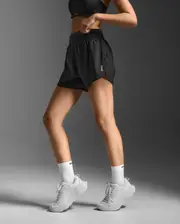Aero Hi-Rise 4 Inch Shorts, 2XU, XS, Black/Silver Reflective, Female
