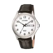 Citizen Men's Stainless Steel Black Leather Watch Model BF5000-01A 3 Hands Silver 4974374275110