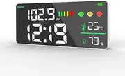 ESYSMSTaz Noise Monitor,4-in-1 Decibel Meter Sound Level Reader + Time+Humidity & Temperature,Clock,Decibel Meter Wall Hanging Sound Level Meter 11 inch Large LED Display,Degrees Celsius ℃
