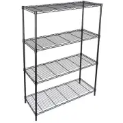 SUPER DEAL Black 4-Shelf Heavy Duty Storage Wire Shelving Unit Restaurant Garage