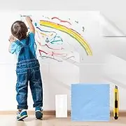 zxbaers Electrostatic Wall Protective Film, Non-Adhesive Clear Wall Protector Removable Contact Paper, Transparent Dry Erase Static Cling Film from Furniture Kids Pets Damge 9.84ft