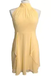 NWT White House Black Market Size OP Petite Yellow Chiffon Halter Dress A-line
