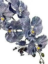 NuT's 2pcs Artificial Phalaenopsis Orchid 9 Heads 39 inch Fake Orchid Stems, Elegant Flower for Home Decoration, Phaly Stem, Living Room Dining Room Decor (2pcs Blue)