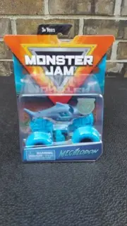 SPIN MASTER 2019 MONSTER JAM GRAY MEGALODON NITRO NEON SERIES W/BLUE TIRES