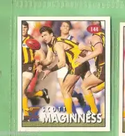 1996 AFL SELECT STICKER #144 SCOTT MAGINNESS, HAWTHORN HAWKS