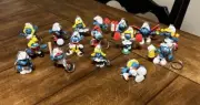 Vintage Smurf Figure Keychains 1970s 80s Set of 16