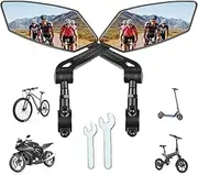 Bike Mirror New Handlebar Bike Mirrors Rotatable Vehicle Rearview Mirror, Bicycle Mirror HD Automotive Grade Glass Lens, Large Surface E-bike Mirror, Cycling Mirror