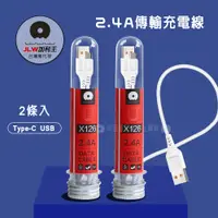 在飛比找PChome24h購物優惠-加利王WUW Type-C USB 2.4A試管傳輸充電線(