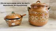 Terracota Clay Pot & Pig Salsero With Spoon Olla De Barro Y Salsero Con Cuchara