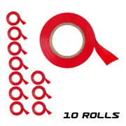 Red Electrical Tape - 19mm x 20m (0.18mm Thick) - Premium PVC Insulation Tape (Pack of 10)