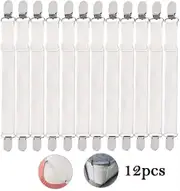 Adjustable Sheet Stretchers 12 Pcs White Elastic Fits The Corners Of Bed, Mattress Or Sofa