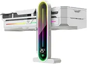 Baotkere Height Adjustable RGB GPU Stand with Temperature Display, 5V 3PIN Video Card Support Holder, Anti Sag Bracket & Magnetic Base for PC Graphics Cards