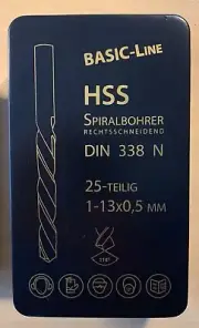 LOW BUDGET Basic Spiral Drill Bit Set HSSR Rolled 1.0 - 13.0 Mm, 0.5 Mm Stgd.